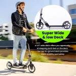 Aero Big Wheels Patinete para niños de 8 a 12 años, adolescentes y adultos. Patinete para adultos con freno de mano, alfombrilla de goma, absorción de golpes, plegable y ajustable en altura (2)
