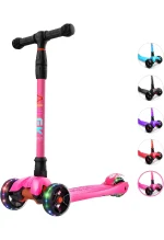 Allek Kick Scooter B02, Lean 'N Glide Scooter with Extra Wide PU Light Up Wheels and 4 Adjustable Heights for Children from 3 12yrs (1)