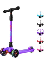 Allek Kick Scooter B02, Lean 'N Glide Scooter with Extra Wide PU Light Up Wheels and 4 Adjustable Heights for Children from 3 12yrs (3)