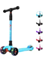 Allek Kick Scooter B02, Lean 'N Glide Scooter with Extra Wide PU Light Up Wheels and 4 Adjustable Heights for Children from 3 12yrs (4)