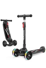 Besrey Kick Scooter for Kids Ages 3 10, 3 Wheel Folding Scooter with Adjustable Height, LED Light Wheels, Extra Wide Deck for Outdoor Activities (12)