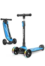 Besrey Kick Scooter for Kids Ages 3 10, 3 Wheel Folding Scooter with Adjustable Height, LED Light Wheels, Extra Wide Deck for Outdoor Activities (22)