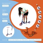 GUEVARA SPORTS Kinene Scooter Patin del Diablo para Jovenes y Adultos, Patín del Diablo con Manubrio Ajustable, 2 Ruedas (3)