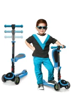 SKIDEE Kick Scooter for Kids Ages 3 5 Foldable 3 Wheel Scooter with Lean to Steer, Adjustable Height, Removable Seat & LED Light Wheels Toddler Scooter Up to 12 Year Old BoysGirls (17)