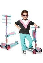 SKIDEE Kick Scooter for Kids Ages 3 5 Foldable 3 Wheel Scooter with Lean to Steer, Adjustable Height, Removable Seat & LED Light Wheels Toddler Scooter Up to 12 Year Old BoysGirls (18)