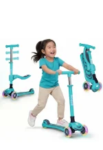 SKIDEE Kick Scooter for Kids Ages 3 5 Foldable 3 Wheel Scooter with Lean to Steer, Adjustable Height, Removable Seat & LED Light Wheels Toddler Scooter Up to 12 Year Old BoysGirls (19)