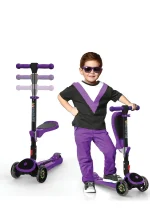 SKIDEE Kick Scooter for Kids Ages 3 5 Foldable 3 Wheel Scooter with Lean to Steer, Adjustable Height, Removable Seat & LED Light Wheels Toddler Scooter Up to 12 Year Old BoysGirls (23)