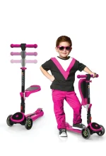 SKIDEE Kick Scooter for Kids Ages 3 5 Foldable 3 Wheel Scooter with Lean to Steer, Adjustable Height, Removable Seat & LED Light Wheels Toddler Scooter Up to 12 Year Old BoysGirls (24)
