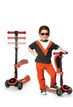 SKIDEE Kick Scooter for Kids Ages 3 5 Foldable 3 Wheel Scooter with Lean to Steer, Adjustable Height, Removable Seat & LED Light Wheels Toddler Scooter Up to 12 Year Old BoysGirls (25)