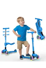 SKIDEE Kick Scooter for Kids Ages 3 5 Foldable 3 Wheel Scooter with Lean to Steer, Adjustable Height, Removable Seat & LED Light Wheels Toddler Scooter Up to 12 Year Old BoysGirls (26)