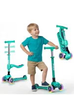 SKIDEE Kick Scooter for Kids Ages 3 5 Foldable 3 Wheel Scooter with Lean to Steer, Adjustable Height, Removable Seat & LED Light Wheels Toddler Scooter Up to 12 Year Old BoysGirls (28)