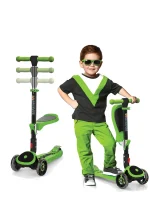 SKIDEE Kick Scooter for Kids Ages 3 5 Foldable 3 Wheel Scooter with Lean to Steer, Adjustable Height, Removable Seat & LED Light Wheels Toddler Scooter Up to 12 Year Old BoysGirls (30)