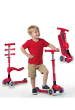 SKIDEE Kick Scooter for Kids Ages 3 5 Foldable 3 Wheel Scooter with Lean to Steer, Adjustable Height, Removable Seat & LED Light Wheels Toddler Scooter Up to 12 Year Old BoysGirls (31)