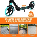 Scooter Patinete Plegable para Adultos y Adolescentes, Patinete Amortiguador Con Freno de Manillar, Correa & Timbre, Kick Scooter Grandes Ruedas ABEC 9, Monopatín Para Niños 8+ Años Máx 150kg (6)