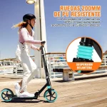 Scooter Patinete Plegable para Adultos y Adolescentes, Patinete Amortiguador Con Freno de Manillar, Correa & Timbre, Kick Scooter Grandes Ruedas ABEC 9, Monopatín Para Niños 8+ Años Máx 150kg (7)