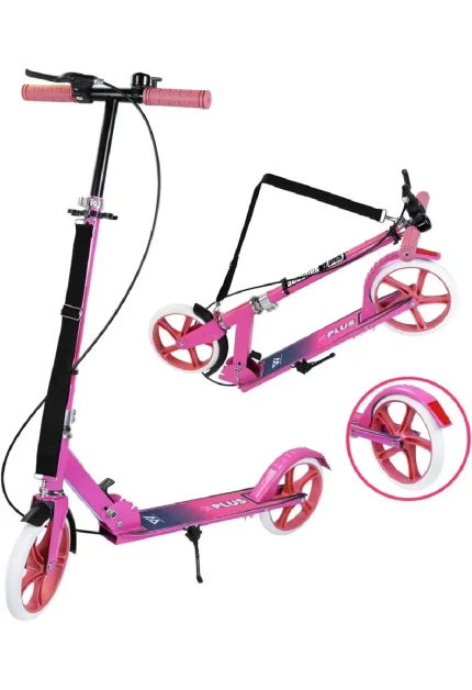 Scooter Patinete Plegable para Adultos y Adolescentes,Patinete Completo Con Freno de Manillar y Correa,Kick Scooter de Grandes Ruedas Rodamientos ABEC 7,Monopatín Para Niños 8+ Años Máx 150kg (1)