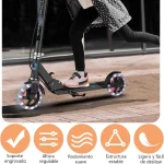 Scooter para Adulto Niños Niña,Scooter Monopatin Plegable,con Luces y Timbre,Ajuste de Altura Libre,Monopatín Máx 150kg con Ruedas Iluminadas,Frenos de Mano y de Pie (1)
