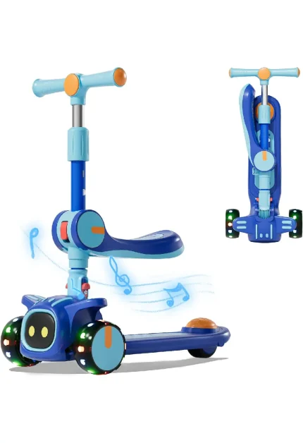 Unbreakable & Never Fall Down 2 in 1 Scooters Kids 3 Wheel Kick Scooter for Boys Girls Ages 3 8, Adjustable Height & Seat, Widened Non Slip Deck, More Safer for Beginner Toddlers (1)