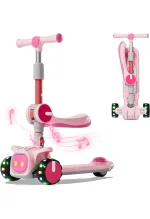 Unbreakable & Never Fall Down 2 in 1 Scooters Kids 3 Wheel Kick Scooter for Boys Girls Ages 3 8, Adjustable Height & Seat, Widened Non Slip Deck, More Safer for Beginner Toddlers (6)